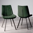 Clearance - Fontana Dining Chair - Set of 2 - Green Velvet Fabric - with Black Legs - A402