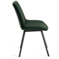 Clearance - Fontana Dining Chair - Set of 2 - Green Velvet Fabric - with Black Legs - A402