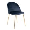 Clearance - Geneve Dining Chair - Set of 2 - Blue Velvet Fabric - with Gold Legs - FSS16884