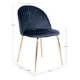 Clearance - Geneve Dining Chair - Set of 2 - Blue Velvet Fabric - with Gold Legs - FSS16884