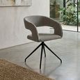 Clearance - Swivel Dining Chair - Set of 2 - Light Grey Boucle Fabric - Black Metal Leg - FSS15616