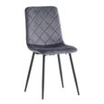 Clearance - Bella Dining Chair - Set of 2 - Cross Stitched - Grey Velvet - FSS16162