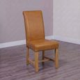 Chunky Scroll Dining Chair - Set of 2 - Tan Bycast Leather