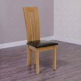Dennis Dining Chair - Set of 2 - Oak - Dark Brown Leather