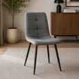 Dining Chairs - Set of 4 - Faux Leather - Charcoal
