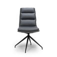 Nobo Swivel Dining Chair - Set of 2 - Grey Faux Leather - Black Legs