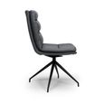 Nobo Swivel Dining Chair - Set of 2 - Grey Faux Leather - Black Legs