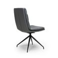 Nobo Swivel Dining Chair - Set of 2 - Grey Faux Leather - Black Legs