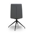 Nobo Swivel Dining Chair - Set of 2 - Grey Faux Leather - Black Legs