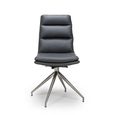 Nobo Swivel Dining Chair - Set of 2 - Grey Faux Leather - Chrome Legs