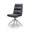 Nobo Swivel Dining Chair - Set of 2 - Grey Faux Leather - Chrome Legs
