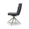 Nobo Swivel Dining Chair - Set of 2 - Grey Faux Leather - Chrome Legs