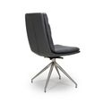 Nobo Swivel Dining Chair - Set of 2 - Grey Faux Leather - Chrome Legs