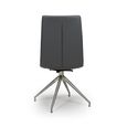 Nobo Swivel Dining Chair - Set of 2 - Grey Faux Leather - Chrome Legs