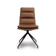 Nobo Swivel Dining Chair - Set of 2 - Tan Faux Leather - Black Legs