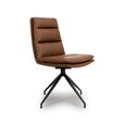 Nobo Swivel Dining Chair - Set of 2 - Tan Faux Leather - Black Legs
