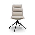 Nobo Swivel Dining Chair - Set of 2 - Taupe Faux Leather - Black Legs