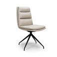 Nobo Swivel Dining Chair - Set of 2 - Taupe Faux Leather - Black Legs