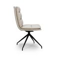 Nobo Swivel Dining Chair - Set of 2 - Taupe Faux Leather - Black Legs