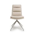 Nobo Swivel Dining Chair - Set of 2 - Taupe Faux Leather - Chrome Legs