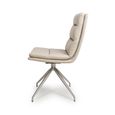 Nobo Swivel Dining Chair - Set of 2 - Taupe Faux Leather - Chrome Legs