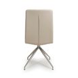 Nobo Swivel Dining Chair - Set of 2 - Taupe Faux Leather - Chrome Legs