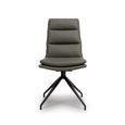 Nobo Swivel Dining Chair - Set of 2 - Truffle Faux Leather - Black Legs