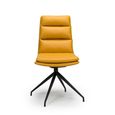 Nobo Swivel Dining Chair - Set of 2 - Yellow Faux Leather - Black Legs