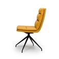 Nobo Swivel Dining Chair - Set of 2 - Yellow Faux Leather - Black Legs