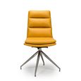 Nobo Swivel Dining Chair - Set of 2 - Yellow Faux Leather - Chrome Legs