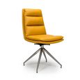 Nobo Swivel Dining Chair - Set of 2 - Yellow Faux Leather - Chrome Legs