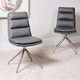 Nobo Swivel Dining Chair - Set of 2 - Grey Faux Leather - Chrome Legs