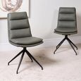 Nobo Swivel Dining Chair - Set of 2 - Truffle Faux Leather - Black Legs