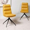 Nobo Swivel Dining Chair - Set of 2 - Yellow Faux Leather - Black Legs