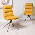 Nobo Swivel Dining Chair - Set of 2 - Yellow Faux Leather - Chrome Legs