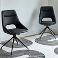 Ace Swivel Dining Chair - Set of 2 - Black Faux Leather