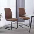 Charlie Cantilever Dining Chair - Set of 2 - Brown Faux Leather