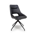 Ace Swivel Dining Chair - Set of 2 - Black Faux Leather