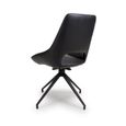Ace Swivel Dining Chair - Set of 2 - Black Faux Leather