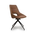 Ace Swivel Dining Chair - Set of 2 - Tan Faux Leather