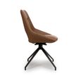 Ace Swivel Dining Chair - Set of 2 - Tan Faux Leather