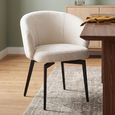 Amphara Dining Armchair - Curved Back - White Chenille - Fabric and Metal