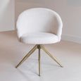 Zendaya Swivel Dining Armchair - Biscotti and Gold - Fabric and Metal