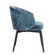 Amphara Dining Armchair - Curved Back - Blue Chenille - Fabric and Metal