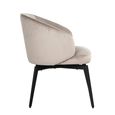 Amphara Dining Armchair - Curved Back - Sand Velvet - Fabric and Metal