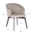 Amphara Dining Armchair - Curved Back - Sand Velvet - Fabric and Metal