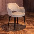 Giovanna Pink Khaki Fabric Dining Armchair with Black Legs