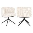 Cheyenne Beige Fabric Graffic Swivel Dining Chair with Black Legs