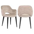 Giovanna Pink Khaki Fabric Dining Armchair with Black Legs