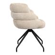 Kayla Cream Fabric Swivel Dining Chair with Black Legs